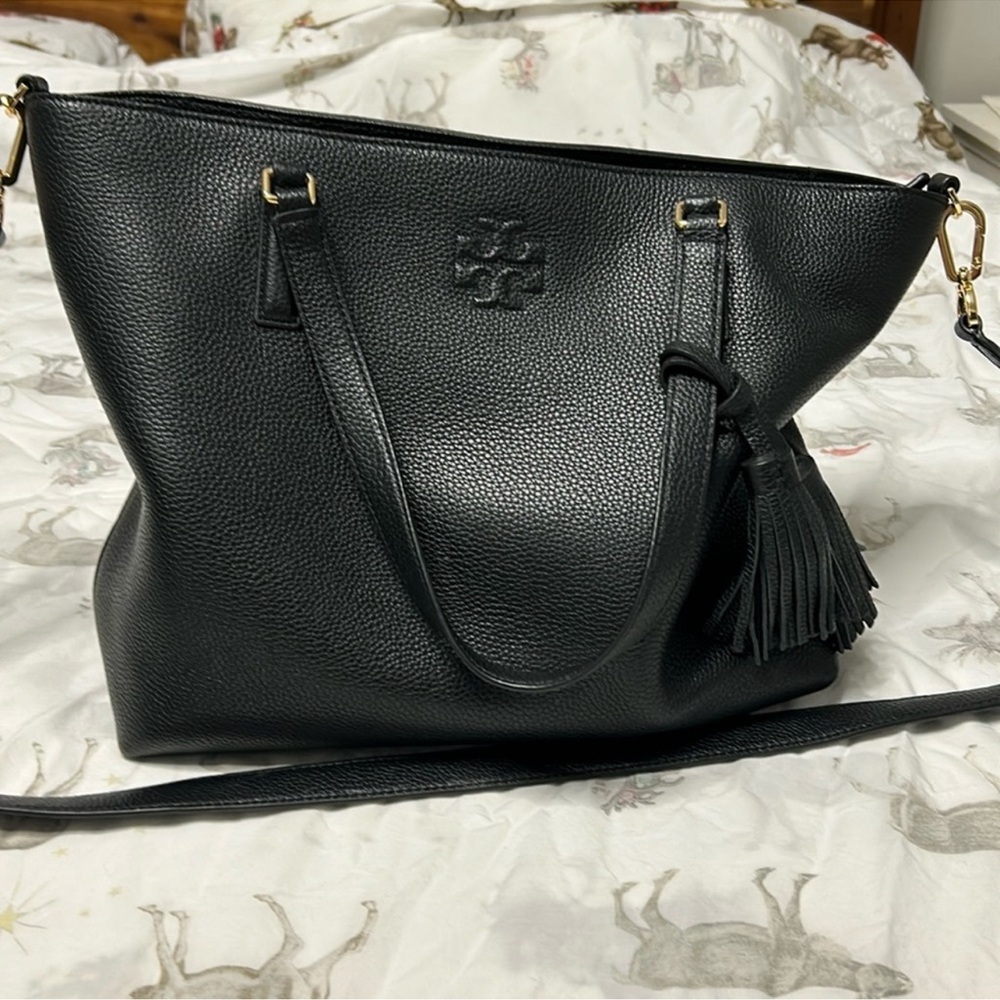 Tory Burch Black Leather Tote Bag